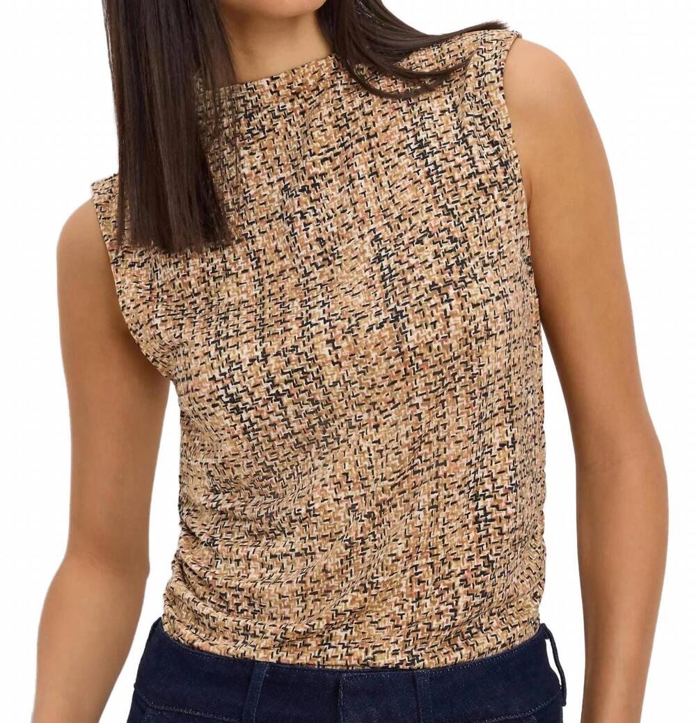 NEW NIC + ZOE women's printed tweed knit tank top in neutral multi